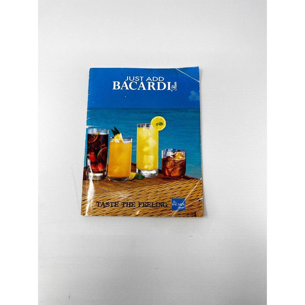 Vintage Just Add Bacardi Taste the Feeling 32 page recipe book Preowned stained